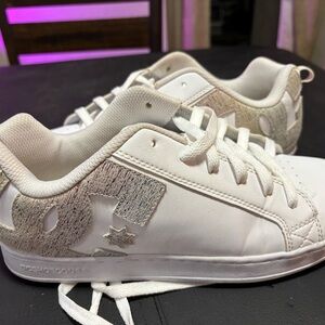 DC Women's White Sneakers with Subtle Multicolor Accents